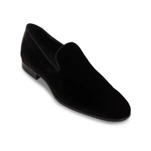 Size 44 (11) Men’s Brown Shoes Almond Toe Black Velvet Loafers